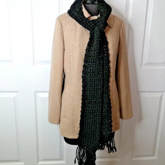 Black Scarf 91x5 Long Goth Chunky Handmade Crochet Hand Knit Unisex Retro NWT - Picture 3 of 9